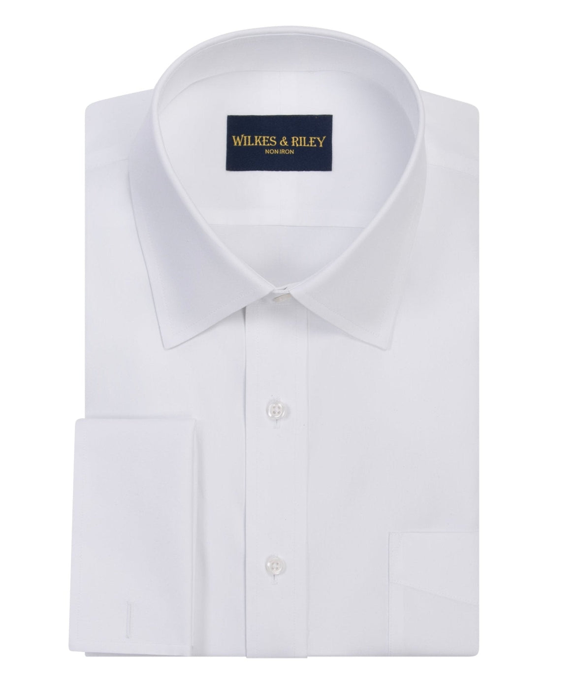 Wilkes & Riley White Pinpoint Oxford Non-Iron Dress Shirt - Spread Collar French Cuff