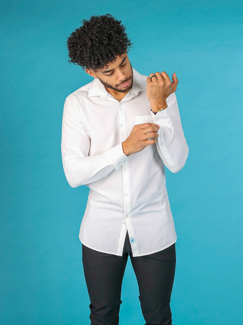big and tall white dress shirt long sleeve Big & Tall Performance Comfort L/S Button-down Shirt - Izod Sportswear - Bright White