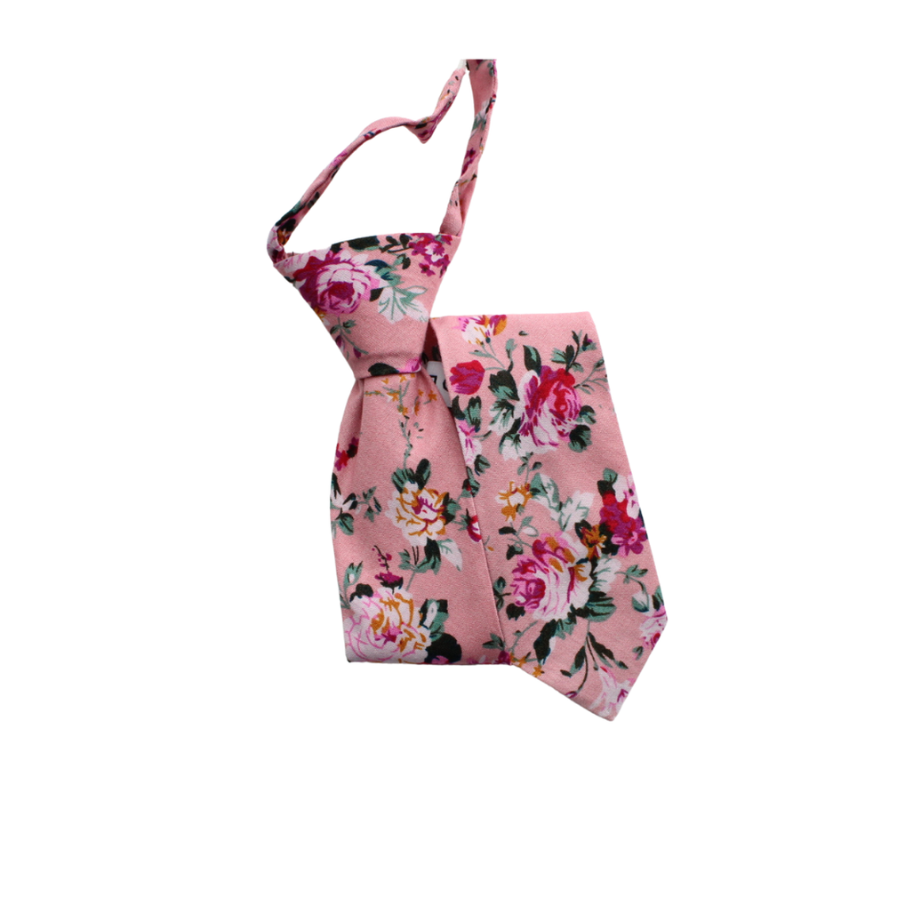 Boy's Pre-Tied Floral Necktie: Light Pink