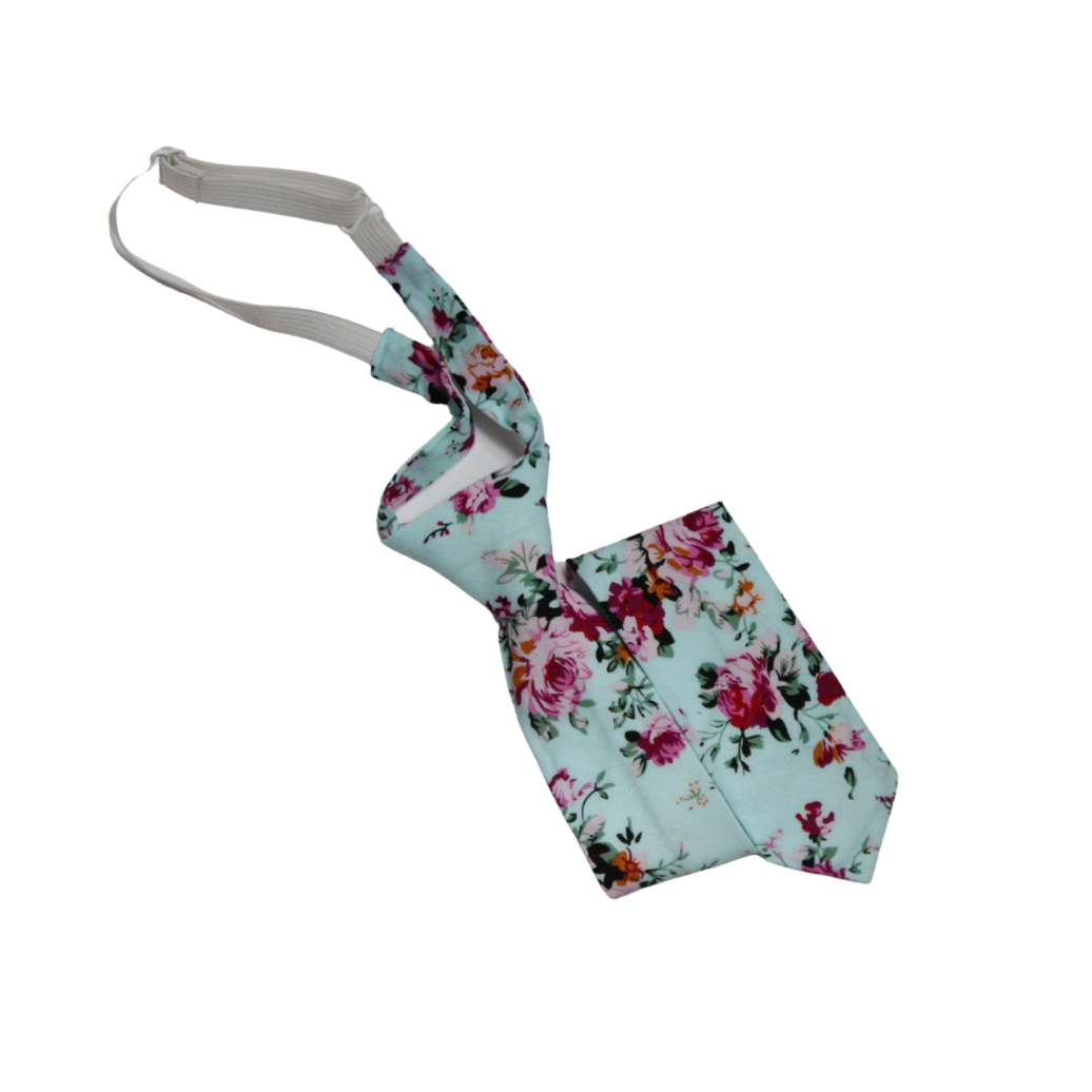 Boy's Pre-Tied Floral Necktie: Light Blue